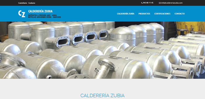 Página web Calderería Zubia