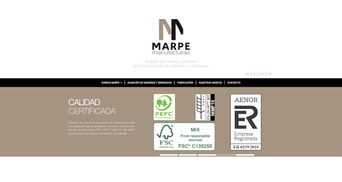 Nueva web Manufacturas Marpe