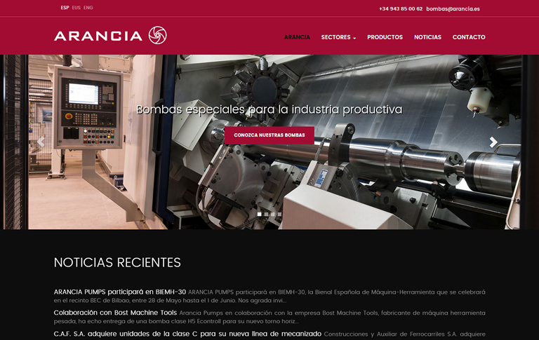 Renovación de página web Arancia