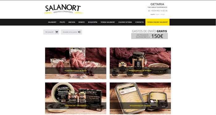 Tienda online personalizada, diseño a medida de catálogo online para la conservera Salanort