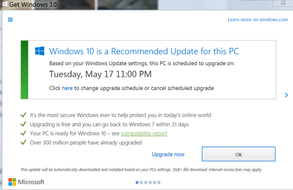 Actualización forzosa de Windows 10